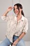 Women's Italian Cotton Shirt with Silvery Leaf Pattern Embossed Embroidery Detail