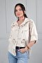 Women's Floral Pattern Embossed Sequin Embroidered Italian Cotton Shirt - 3