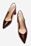 Women's Mirrored Open-Back Heeled Shoes Bordo Kirişik - 5