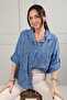 Women's Italian Cotton Shirt with Silvery Leaf Pattern Embossed Embroidery Detail