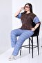 Plus Size Stone Printed Batik Pattern Cotton Fabric Tunic and Denim Printed Stretchy Trousers Premium Set - 3