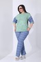 Plus Size Stone Printed Batik Pattern Cotton Fabric Tunic and Denim Printed Stretchy Trousers Premium Set - 5