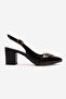Thin Heeled Cross-Strapped Open Back Pointed Toe Heeled Sandals Black Wrinkled - 2