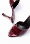 Women's Pointed Toe Heeled Burgundy Sandals Stylish Patent Leather Slippers - 3