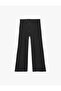 Comfortable Fit, Lace-Up Waist, Striped Wrinkled Fabric, Wide-Legged Trousers - 3