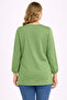 Women's Plus Size Green, Embroidery Detailed, Elasticated Sleeve Opening Cotton Fabric Blouse 65N39328 - 7