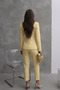 Bella Jeweled Buttoned High Collar Jacket and Skinny Leg Trousers Set Yellow - 3