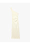 Tie-Detail Slim Fit Draped Draped Long One-Shoulder Dress - 4