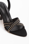 Women's Cross-Strapped Ankle-Tie Thin Heeled Shoes with Staple Detail - 5