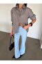 Striped Sleeve Cuff Detailed Shirt - Brown