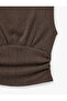 Drawstring Boat Neck Slim Fit Wrinkled Sleeveless Blouse - 5