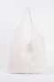 Women's Cream Mesh Knitted Model Beach, Shopper Tote Bag, Shoulder Bag