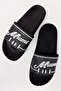 Single-Strap Written Men's Slippers Miami Black White Gray - 3
