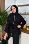 طقم سويال كتان بسحّابات باللون الأسود - 2