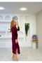 Textured Modal Long-Sleeve Dress with Slit Detail and Belt - 2