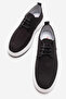 Men's Linen Shoes; Black Linen - 5