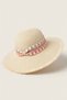 Women's Beige Ethnic Embroidered Summer Straw Beach Hat |   Wide Brim Sun Protection Fedora