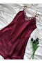 Plus Size Lace Detailed Satin Adjustable Strap Dress Nightgown - 4