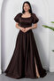Square Neck Flounce Sleeve Long Satin Dress Drp570 - 4
