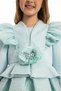 Girl's Flower and Bow Detailed Evening Dress Birthday Party Dress 3 Piece Set 3-4-5-6-7 Years Old 35367Pr - 3