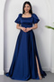 Square Neck Flounce Sleeve Long Satin Dress Drp570 - 6