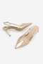 Women's Stiletto Pointed Toe Back Strap Ribbon Detailed Mesh Classic Heeled Shoes Sivon Gold - 7
