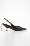 Women's Stiletto Pointed Toe Open Back Gold Metal Heel Classic Heeled Shoes Rente Brown - 8