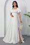 Square Neck Flounce Sleeve Long Satin Dress Drp570 - 4