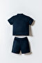 Baby Boy Navy Blue Shorts Set - 4