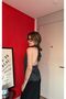 Women's Polka Dot Degaje Collar Halter Neck Backless Silky Textured Stylish Blouse - 7