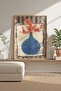 Pastel Textured Blue Vase Still Life Painting - Wooden Framed Boho Art