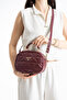 Simple and Stylish Women's Cross Shoulder and Hand Bag with Burgundy Compartments and Adjustable Strap - 2