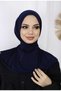 Women's Hijab with Snap Fasteners, Ready-To-Wear Turban Scarf Shawl, Navy Blue - 3
