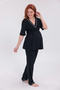Black Piping Design Cotton Short Sleeve Maternity Pajama Set with 3-Piece Pajamas Set - 4