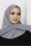 Women's Hijab with Snap Fasteners, Ready-To-Wear Turban Scarf Shawl, Gray - 2