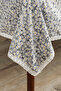 Gray Daisy Patterned Poplin Tablecloth - with French Lace Detail on Cotton Edge - 2
