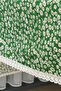 Green Daisy Patterned Poplin Tablecloth - with French Lace Detail on Cotton Edge - 4