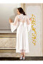 Long Satin Nightgown and Tulle Robe Set with Lace Detail 2-Piece Set 4918 - 2