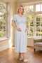 New Season Blue Lace Detailed Summer Short Sleeve Special Design Maternity Nightgown Set - 8