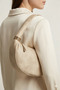 Faux Leather Shoulder Bag, Faux Leather Shoulder Bag with Metal Ring Edges, Beige Shoulder Bag - 5