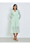 Green Floral Jacquard A-Line Midi Dress - 3