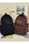 حقيبة ظهر بطبعة فيونكة مع سحاب إغلاق، تتضمن حقيبة كتف ومحفظة - 4