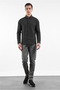 Black Striped Pattern Italian Collar Long Sleeve Pocket Standard Fit Flexible Shirt 1004260157 - 2