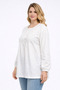 Women's Plus Size Bone, Embroidery Detailed, Elasticated Sleeve Opening, Buttoned Cotton Fabric Blouse 65N39454 - 5