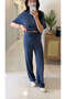 Zr Caroline Navy Blue Short Sleeve Trouser Suit - 3