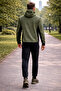 Khaki Hooded Tracksuit Set with Zipper Pockets, Elasticized Cuffs, Double Face Fabric for Men - 3
