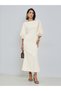 White 3/4 Sleeve Sheath Maxi Dress