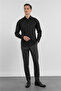 Black Hard Collar Long Sleeve Pocketless Slim Fit Cotton Shirt 1004255284 - 2