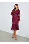 Burgundy Lace Mermaid Hem Midi Dress - 3