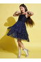 Girls Star Print Layered Mesh Party Dress - 2
